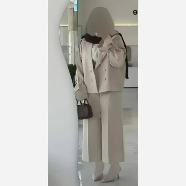 کت شلوار زنانه مازراتی مدل انگور واید لگ سایز فری 38 تا 48 رنگ مشکی شکلاتی استخوانی