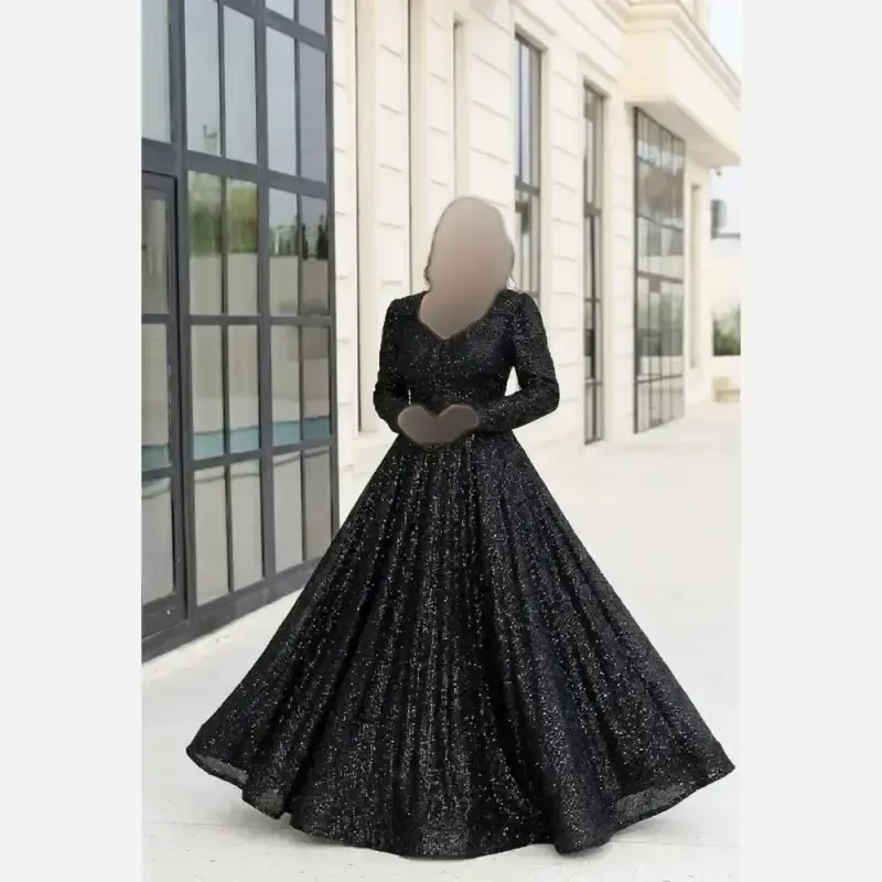 پیراهن مجلسی زنانه دانتل چمنی سنگدوزی شده مشکی سایزبندی
