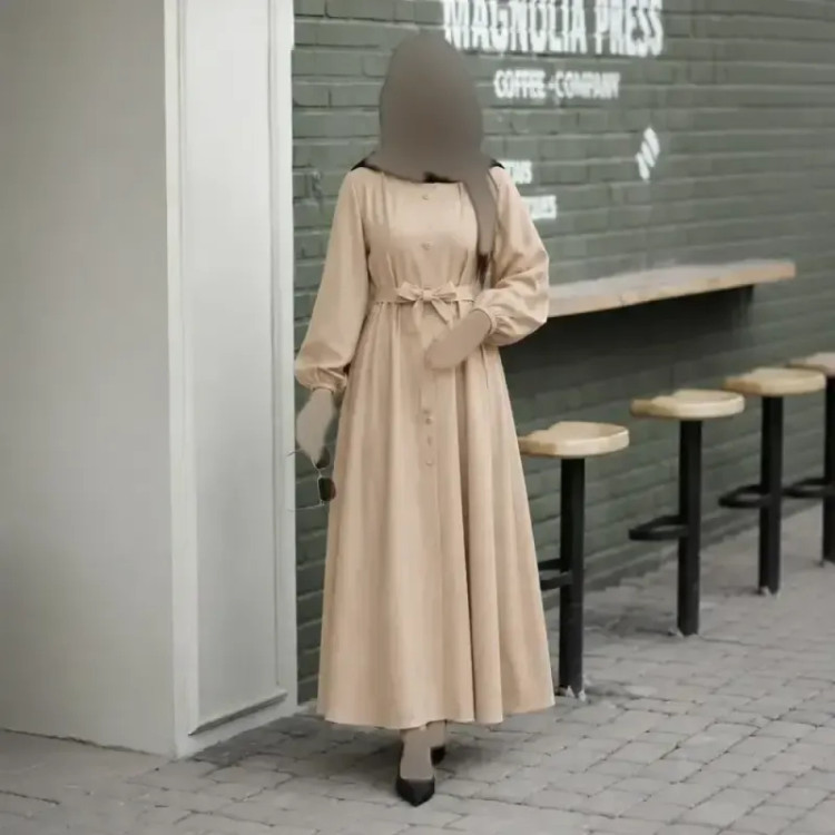 مانتو بلند زنانه شانتون مدل دنیا فری سایز دکمه دار کمربنددار