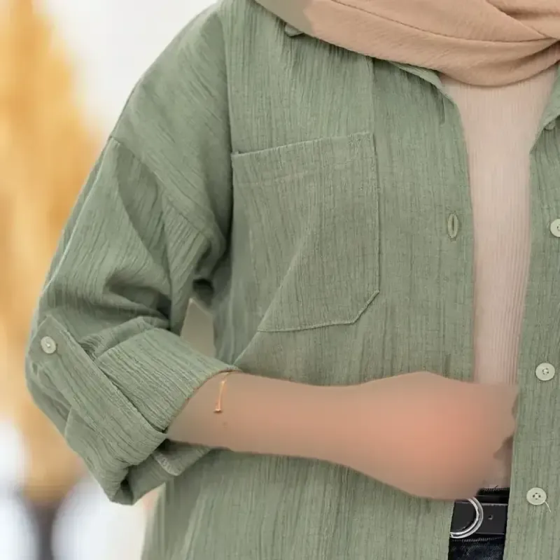 شومیز مانتویی کراش پاگن دار خنک و تابستانه سایز یک و دو