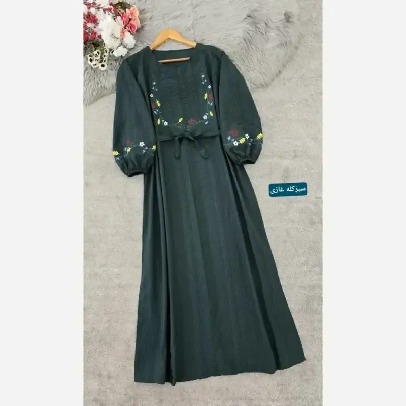 کفتان گلدوزی گلبرگ جنس بابوس فری سایز مناسب 40 تا 52