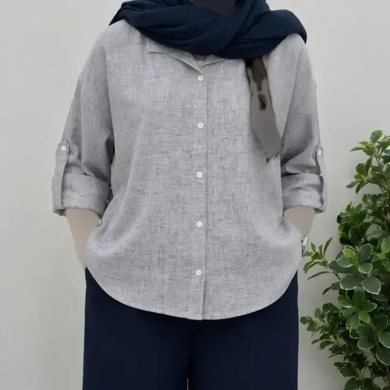 شومیز کیمونو رویال جنس کتان زارا طرحدار فری سایز