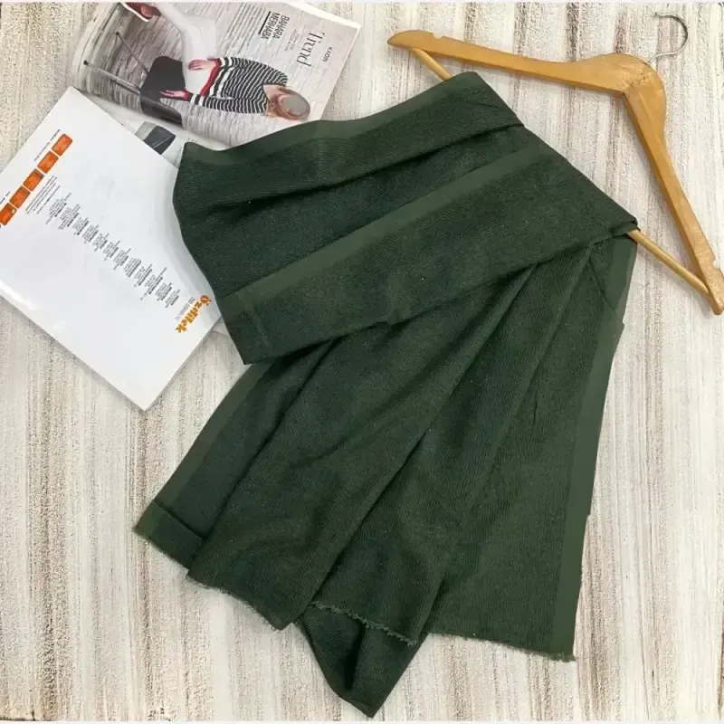 شال مخمل کبریتی لمه دار قهوه ای سبز فری سایز عرض 71 طول 200