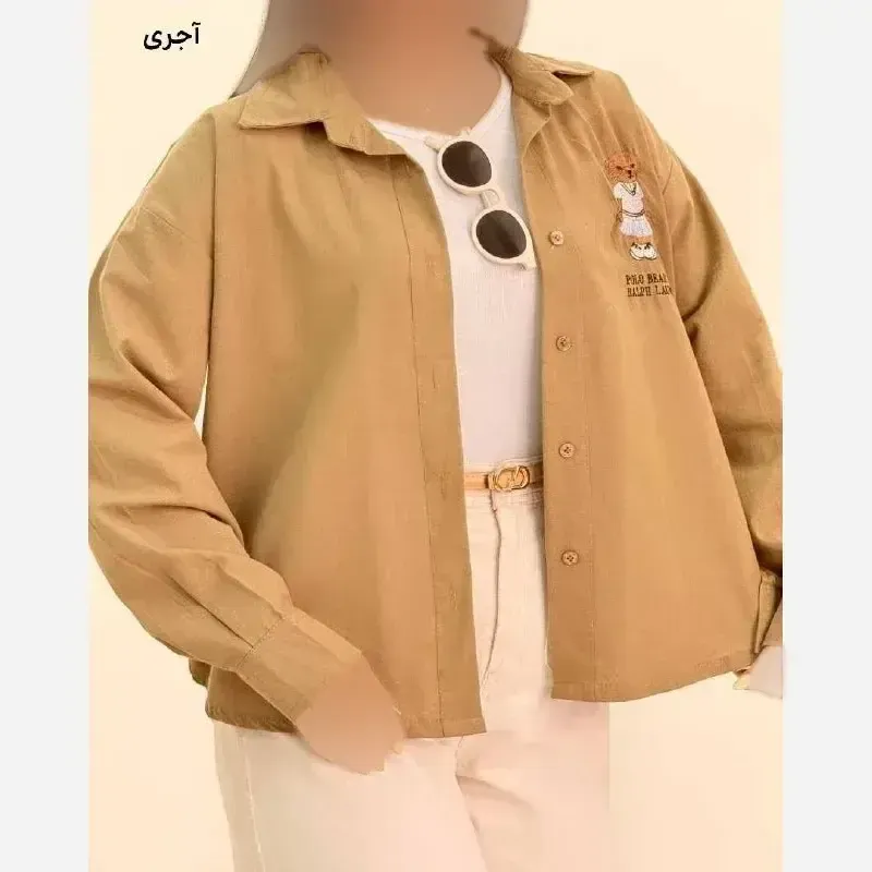 شومیز تدی لینن شسته شده فری سایز زنانه طرح گلدوزی شده