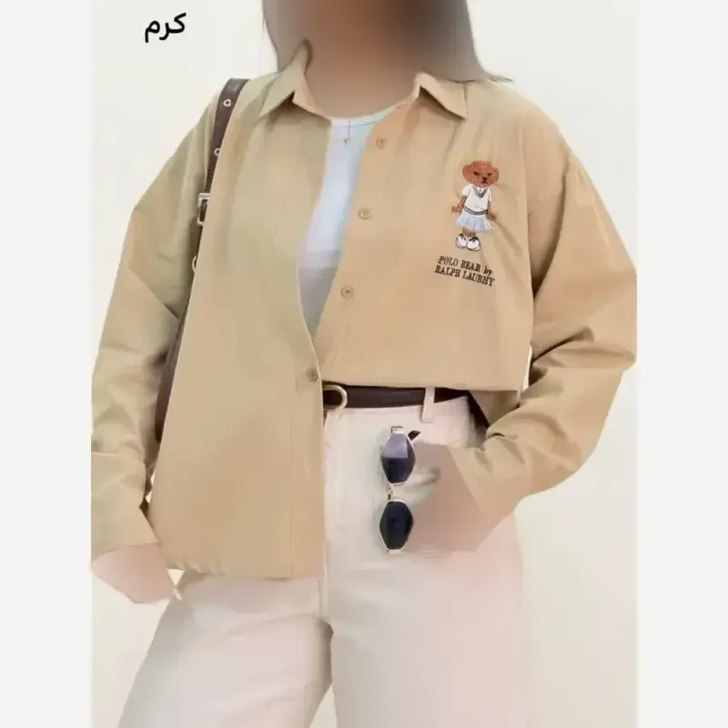 شومیز تدی لینن شسته شده فری سایز زنانه طرح گلدوزی شده