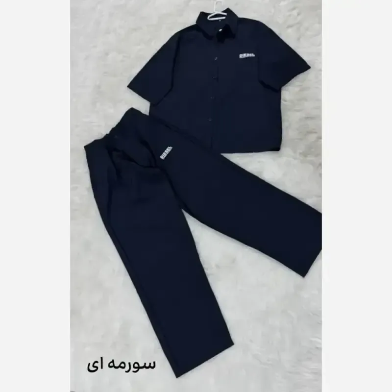 ست ریزشی مردانه جنس سوپر مازراتی اعلا رنگ مشکی سورمه ای شکلاتی