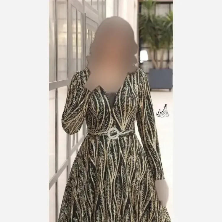 پیراهن مجلسی زنانه مدل پریزاد جنس شاین برجسته قد 150 استردار سایز 42 تا 50