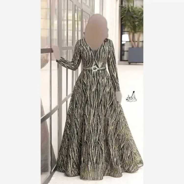 پیراهن مجلسی زنانه مدل پریزاد جنس شاین برجسته قد 150 استردار سایز 42 تا 50