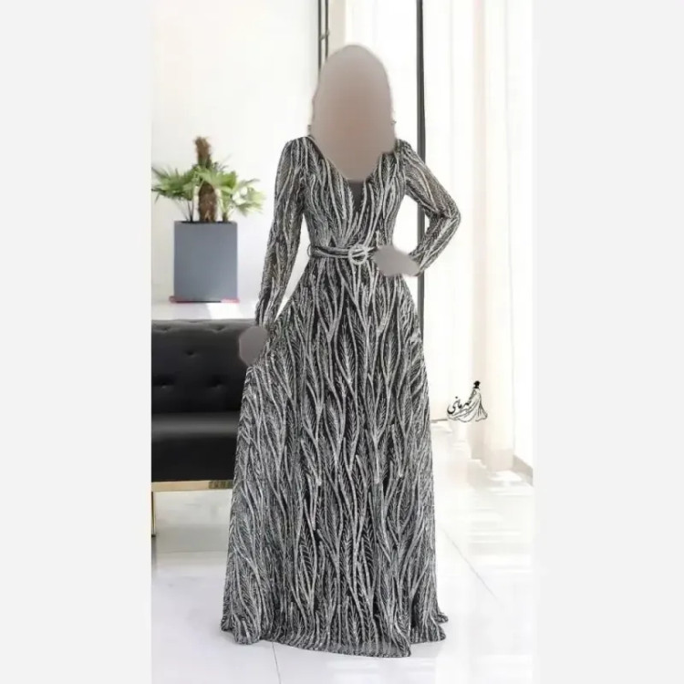 پیراهن مجلسی زنانه مدل پریزاد جنس شاین برجسته قد 150 استردار سایز 42 تا 50