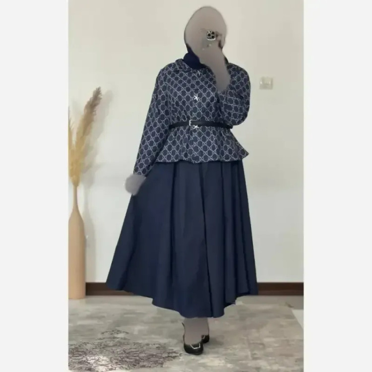ست کت موهر سانتانا و دامن جین پنبه وارداتی