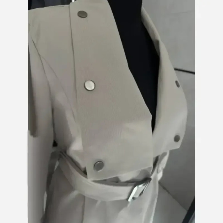 بارونی زنانه مدل رومینا کتان زارا ضدآب و کجراه کمربنددار