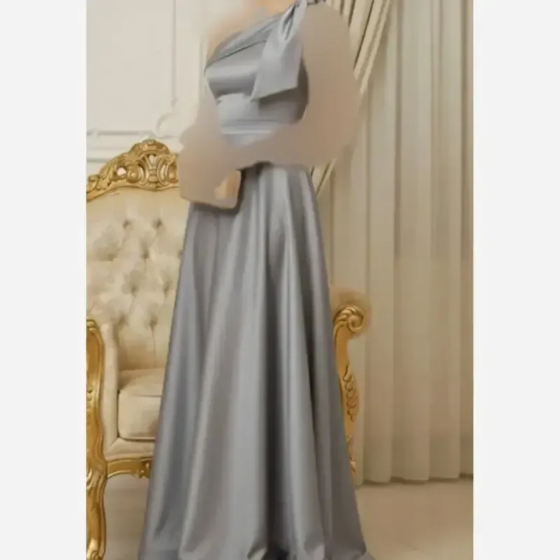 لباس مجلسی زنانه مدل سرشانه پاپیون سبک رومی پارچه ساتن آمریکایی