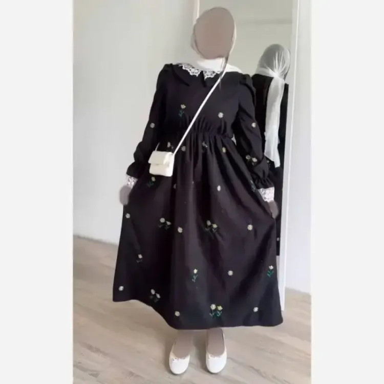 پیراهن مخمل موهر بلند زنانه مدل فرنیا رنگ مشکی و زرشکی