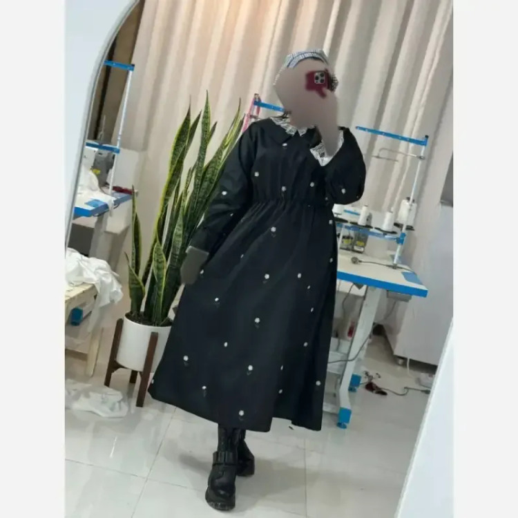 پیراهن مخمل موهر بلند زنانه مدل فرنیا رنگ مشکی و زرشکی