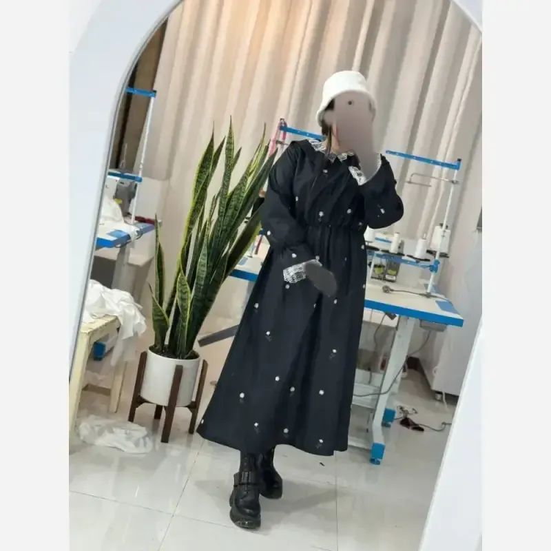 پیراهن مخمل موهر بلند زنانه مدل فرنیا رنگ مشکی و زرشکی