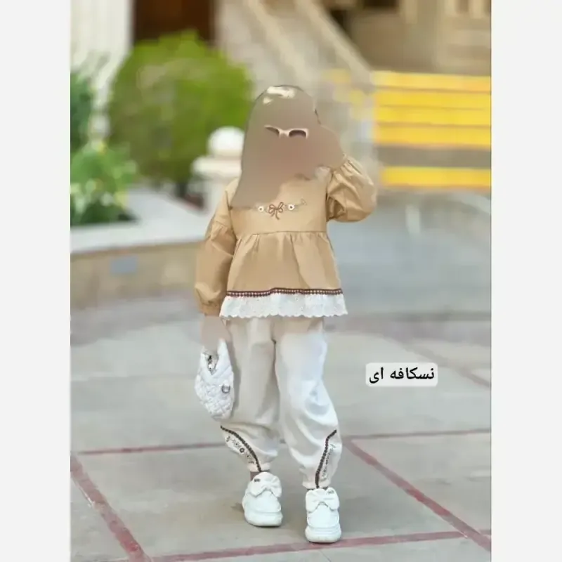 ست شومیز و شلوار کتان دخترانه باران سایز 40 تا 50