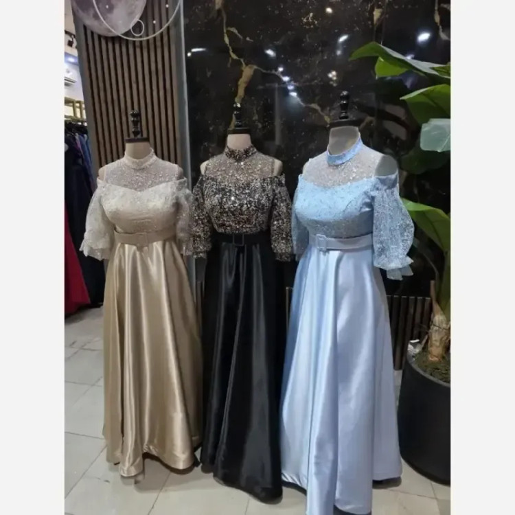 پیراهن مجلسی مدل پروانه جنس شاین و ساتن سایز 38 تا 50 رنگبندی متنوع