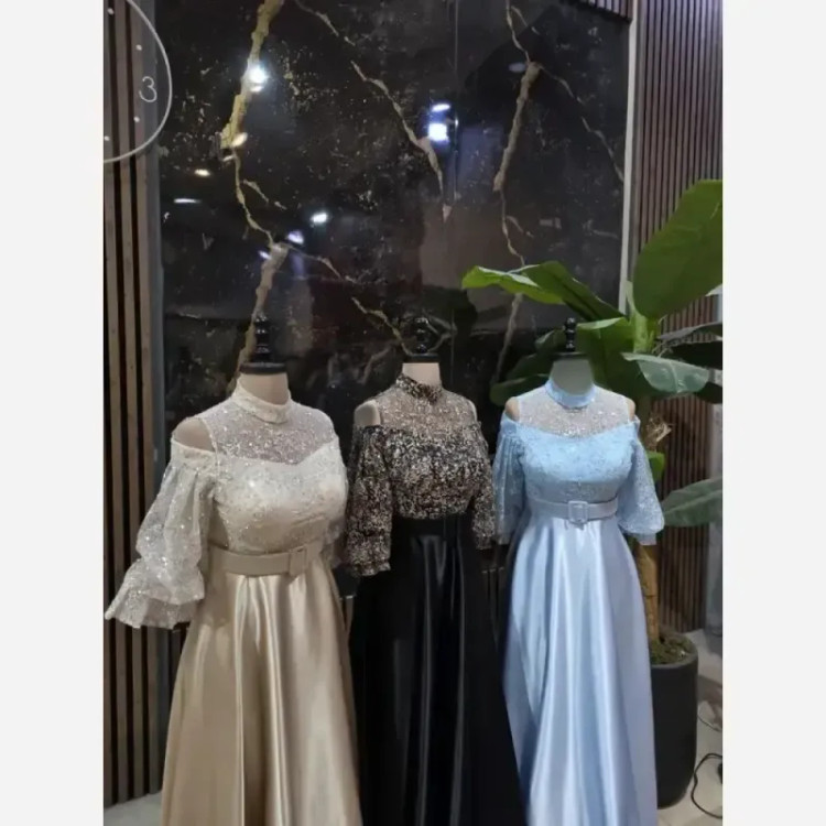 پیراهن مجلسی مدل پروانه جنس شاین و ساتن سایز 38 تا 50 رنگبندی متنوع