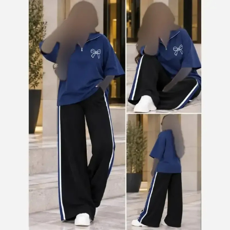ست دو تیکه تیشرت و شلوار بگ گلکسی نخ پنبه اعلاء فری سایز تا 48
