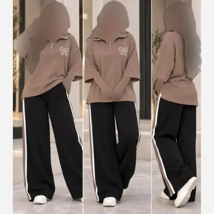 ست دو تیکه تیشرت و شلوار بگ گلکسی نخ پنبه اعلاء فری سایز تا 48