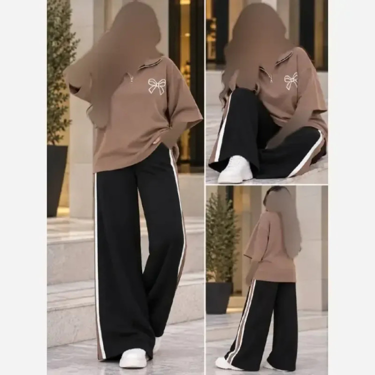 ست دو تیکه تیشرت و شلوار بگ گلکسی نخ پنبه اعلاء فری سایز تا 48