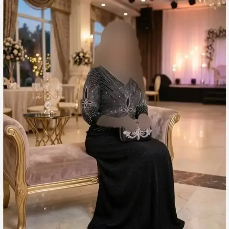 ماکسی مجلسی زنانه کرپ لمه مشکی قد 150 تا 155