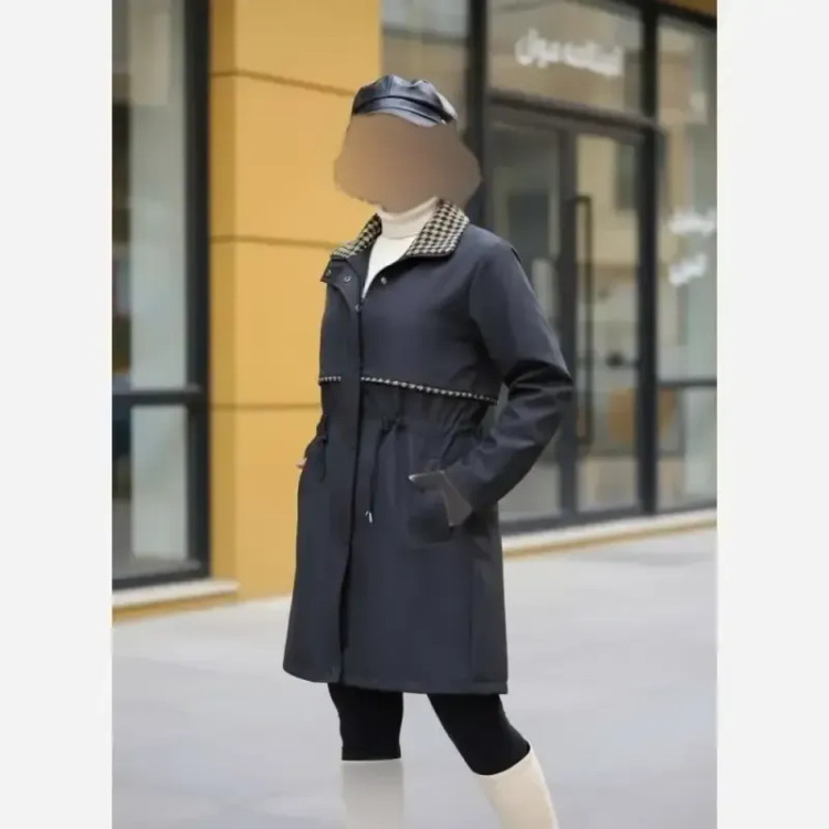 بارانی زنانه سانتانا وارداتی آستردار مشکی مدل کریستال قد 88