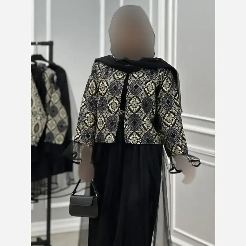 ست کت و دامن زنانه تافته و تور نازپری سایز 38 تا 46