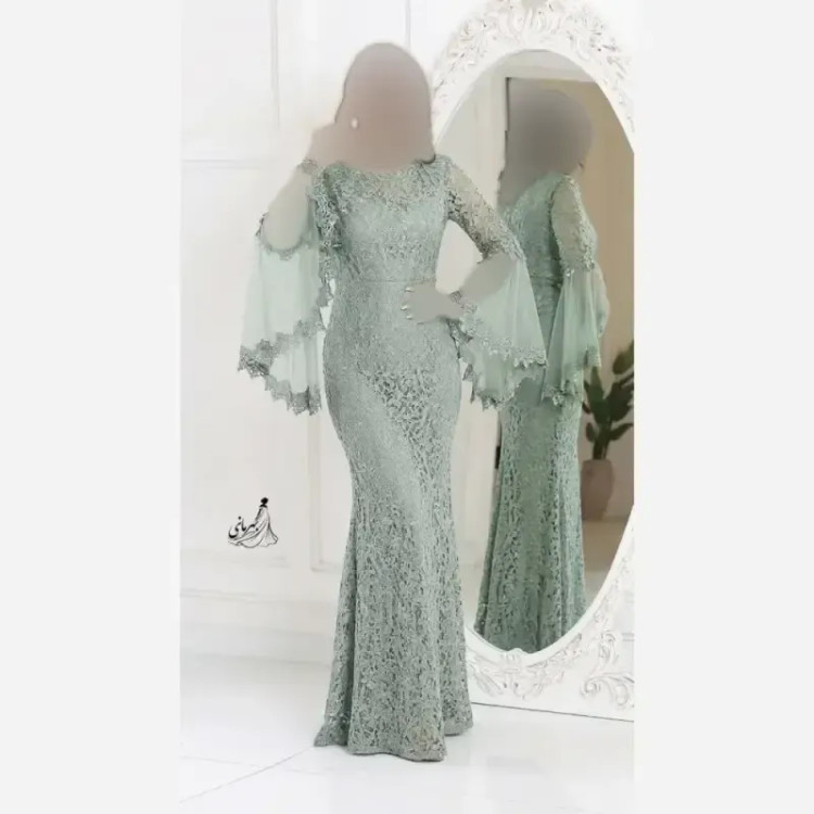 پیراهن مجلسی زنانه مدل کژال دانتل مخمل گیپور و تور کاپدار قد 155 سایز 36 تا 48