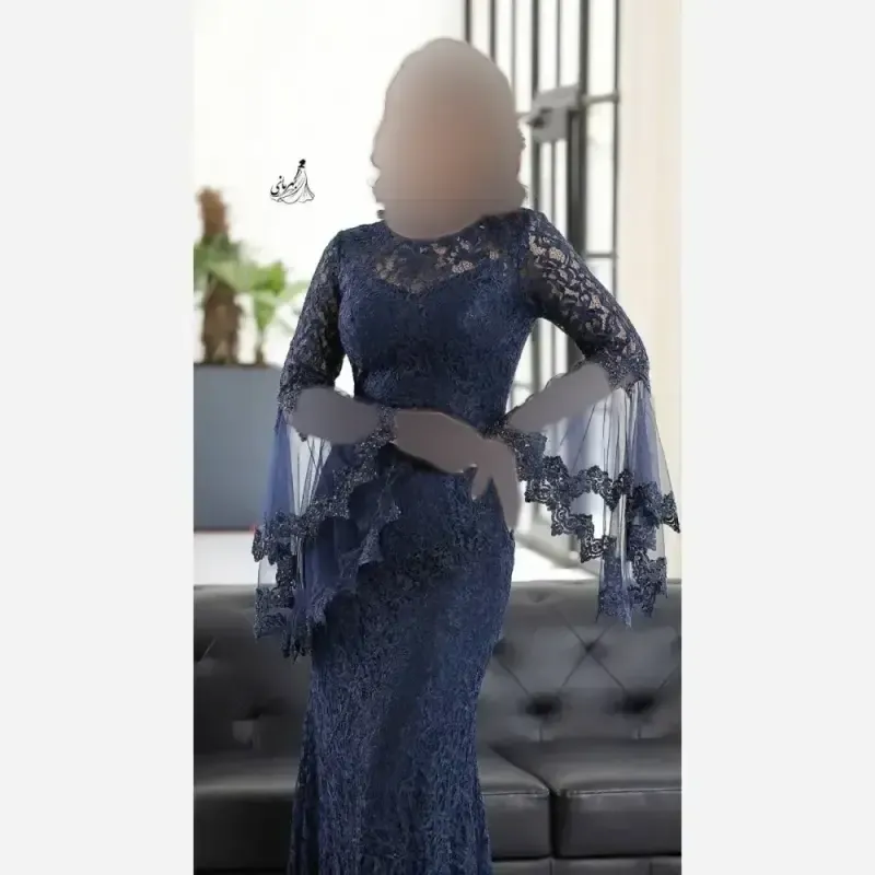 پیراهن مجلسی زنانه مدل کژال دانتل مخمل گیپور و تور کاپدار قد 155 سایز 36 تا 48