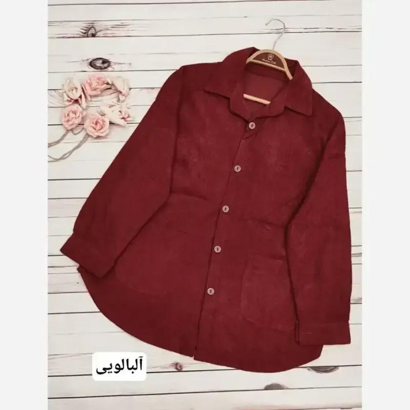 مانتو پاییزه مخمل کبریتی وارداتی جلو دکمه دار فری سایز تا 48