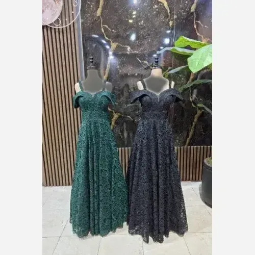لباس مجلسی زنانه مدل سوگل جنس دانتل چمنی سایز 36 تا 46 رنگ مشکی و سبز