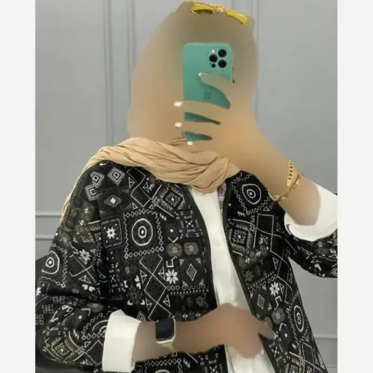 کت گلیمی زنانه جنس تافته رنگ مشکی فری سایز