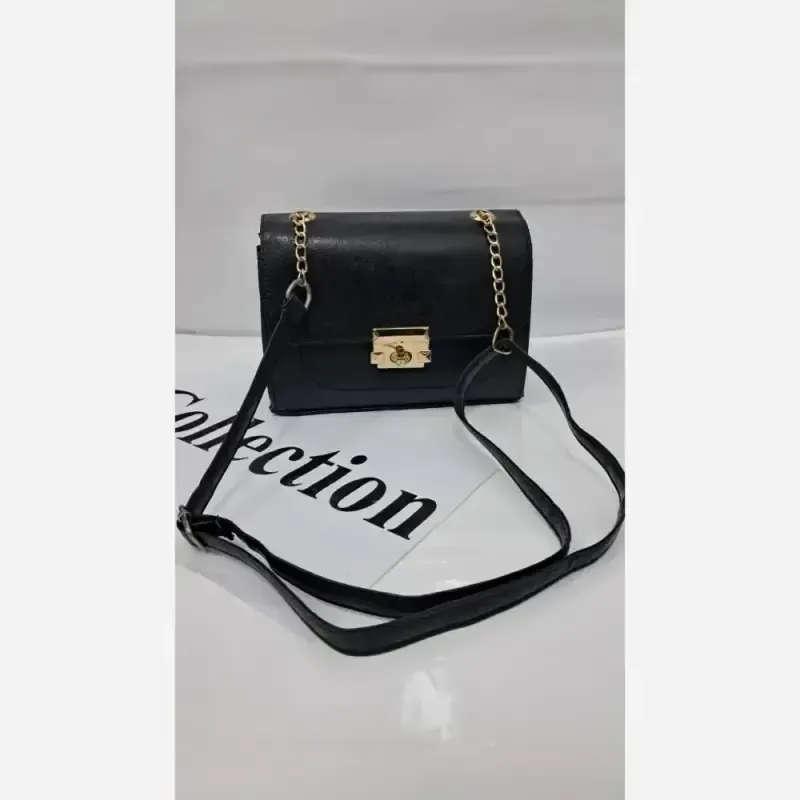 کیف دوشی چرم مشکی سایز 15 در 18 مدل نفس