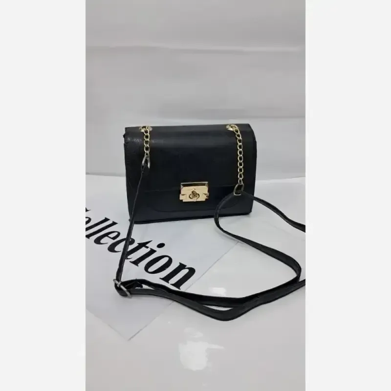 کیف دوشی چرم مشکی سایز 15 در 18 مدل نفس