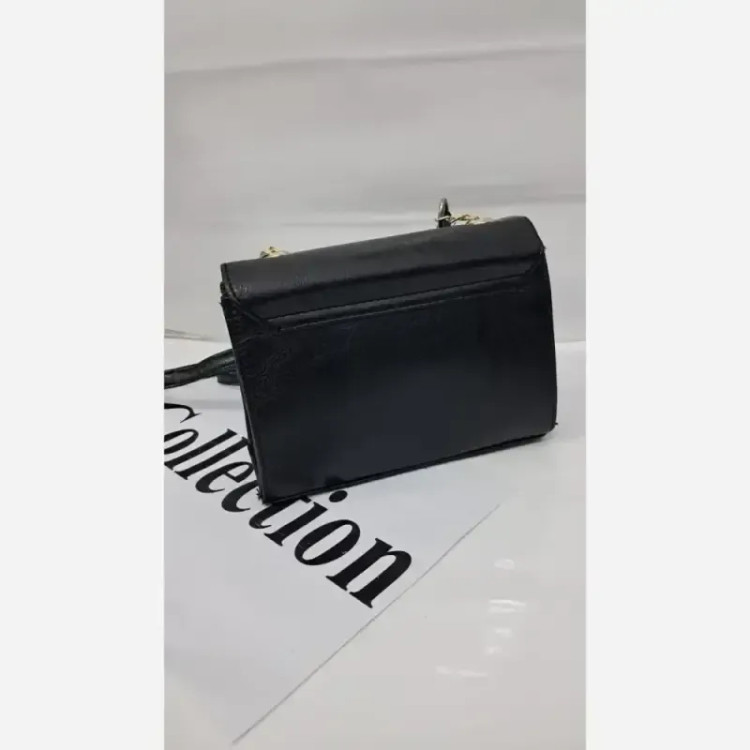 کیف دوشی چرم مشکی سایز 15 در 18 مدل نفس