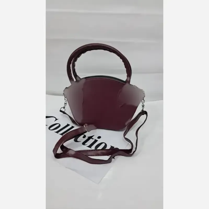 کیف دستی دوشی چرم سایز 15 در 20 رنگ خردلی و زرشکی