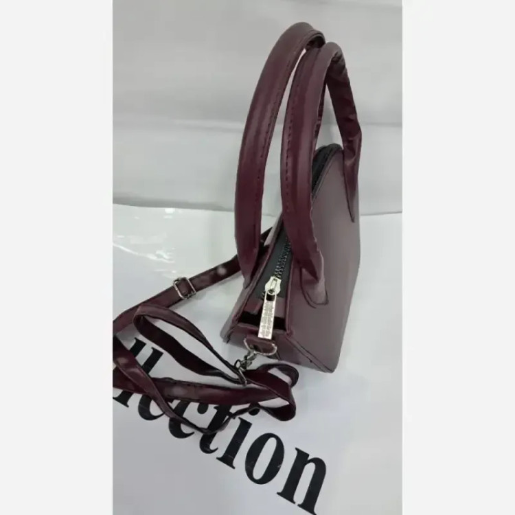 کیف دستی دوشی چرم سایز 15 در 20 رنگ خردلی و زرشکی