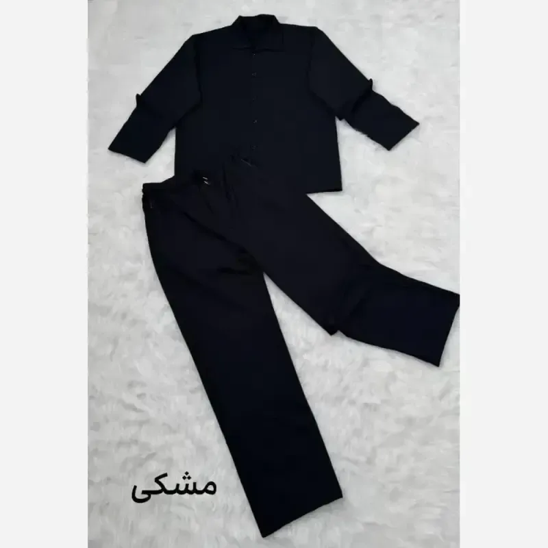 ست پیراهن شلوار مراکشی راه راه جلو دکمه سایز بزرگ