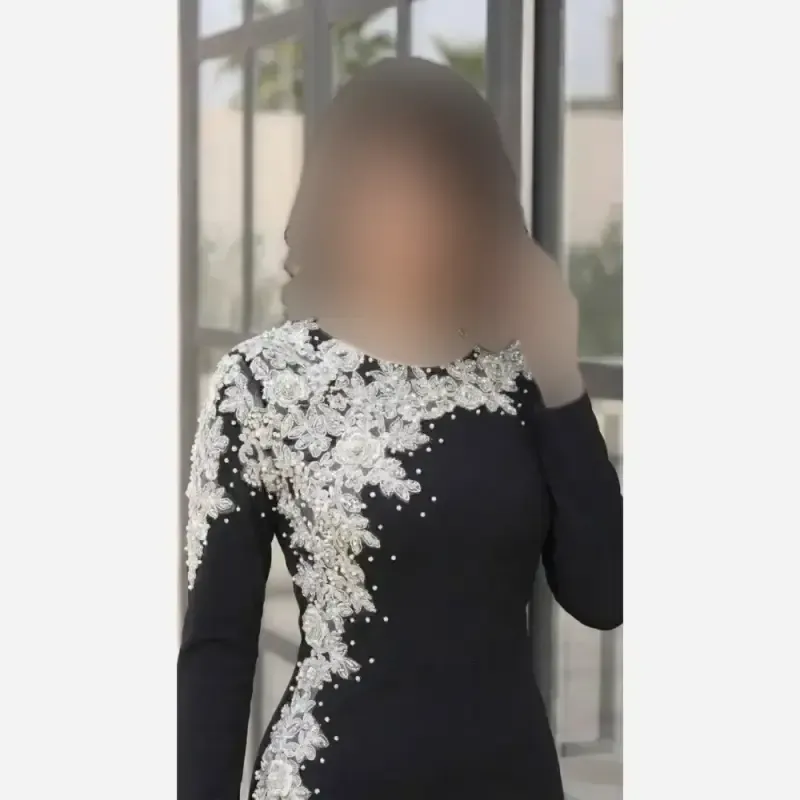 پیراهن بلند زنانه مجلسی کرپ دالقیچ کاپدار مشکی سایز بزرگ