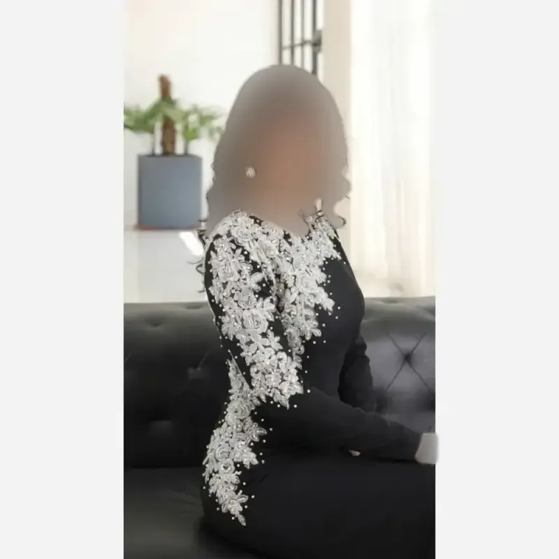 پیراهن بلند زنانه مجلسی کرپ دالقیچ کاپدار مشکی سایز بزرگ