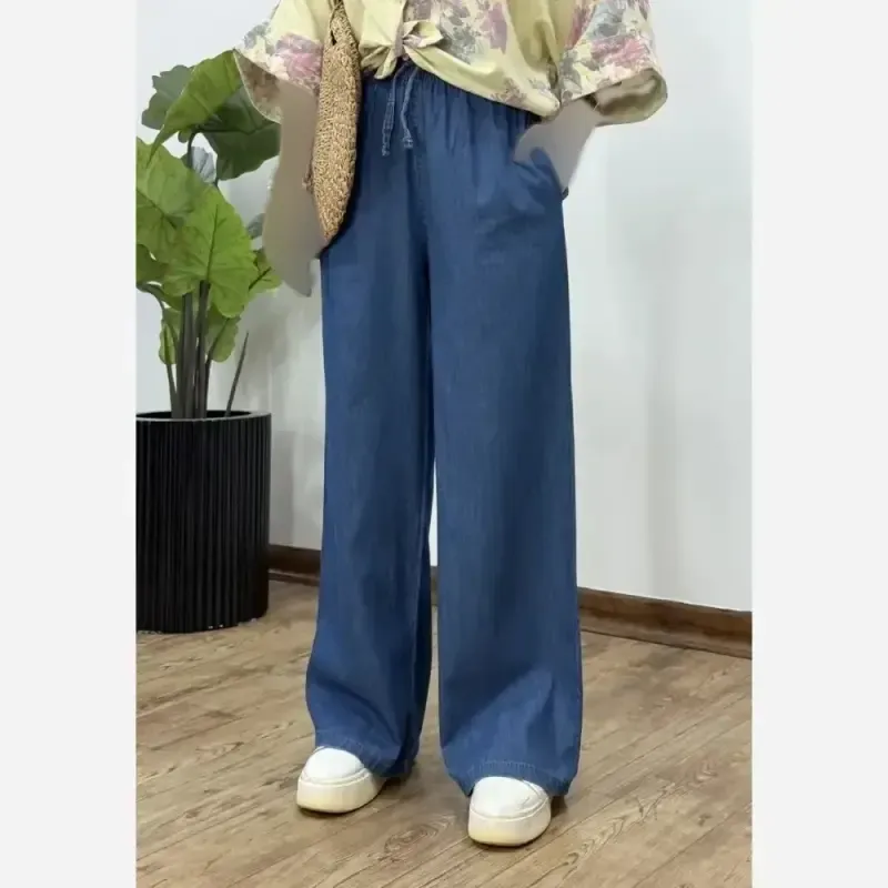 شلوار بگ کاغذی جین اصل کمرکش قد 100