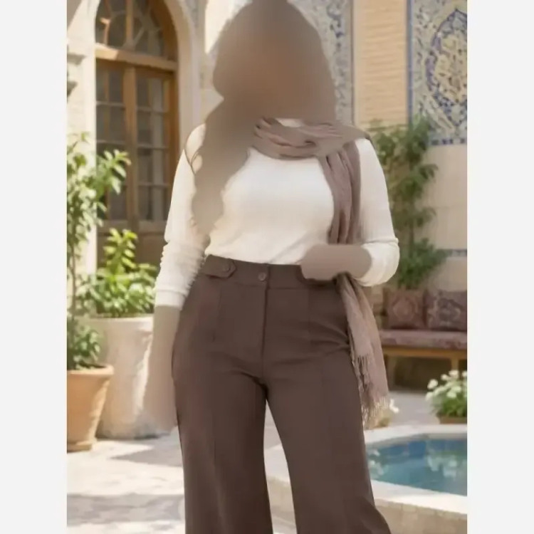 شلوار بگ زنانه کمر پاگن دار جنس مازراتی اعلا قد 103