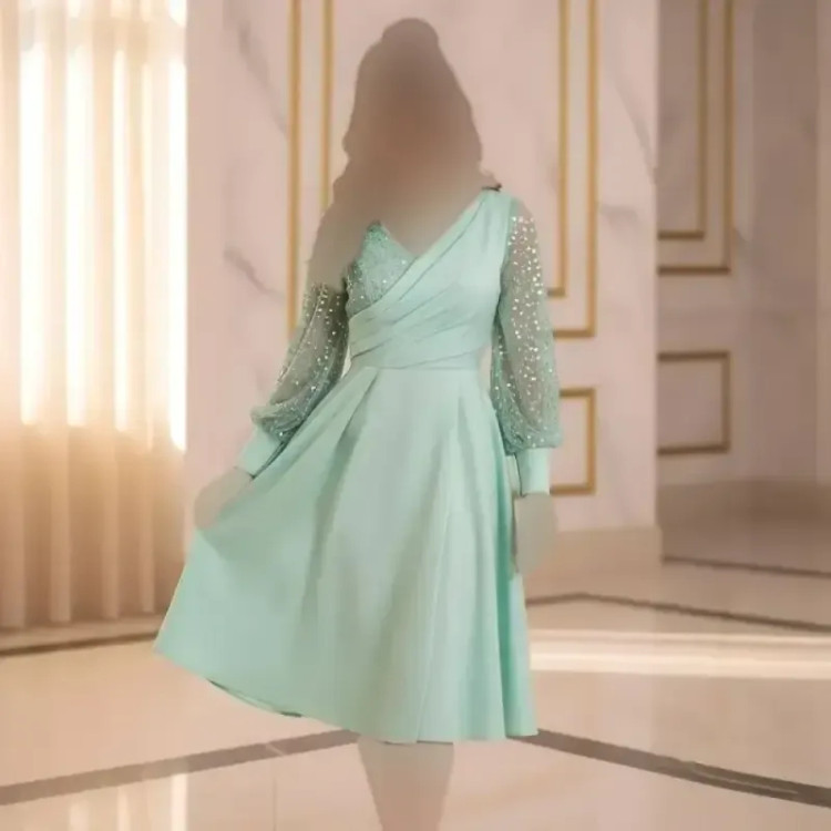 پیراهن ساتن آمریکایی مدل درسا جیب دار جواهر دوزی شده سایزبندی رنگی