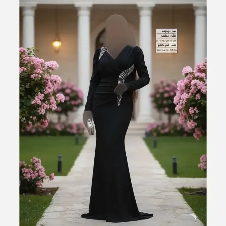 پیراهن مجلسی زنانه مدل همتا جسیمکو و ساتن سنگ دوزی شده رنگ سبزماچا