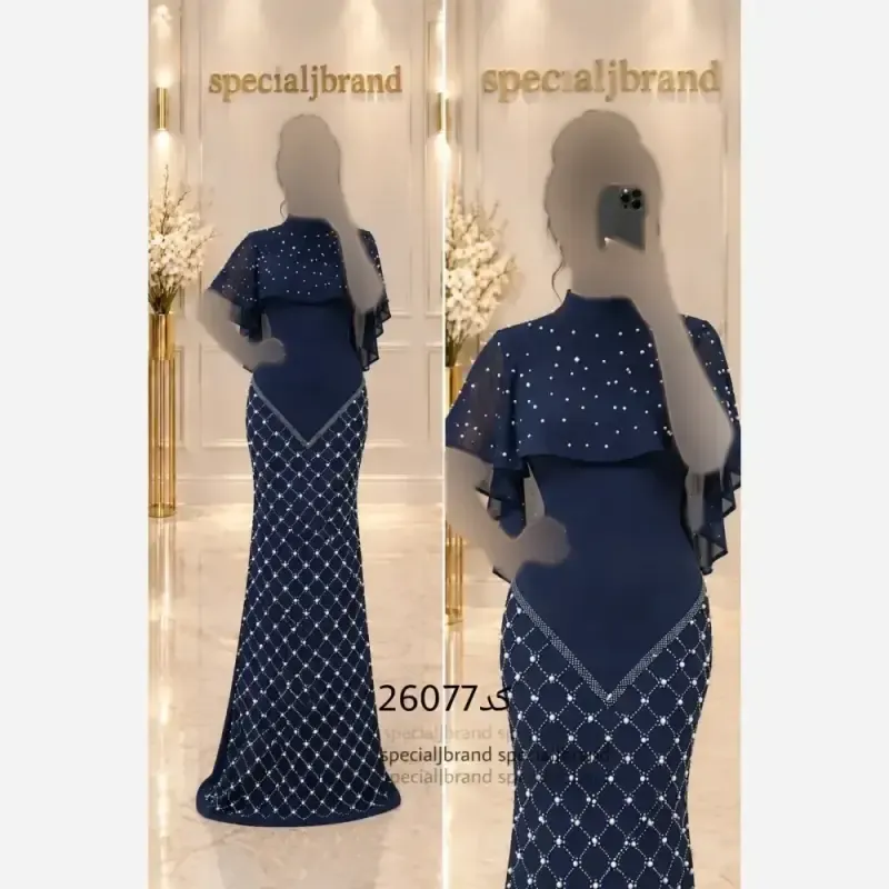 ماکسی مجلسی زنانه ساتن کش پولکی قد 160