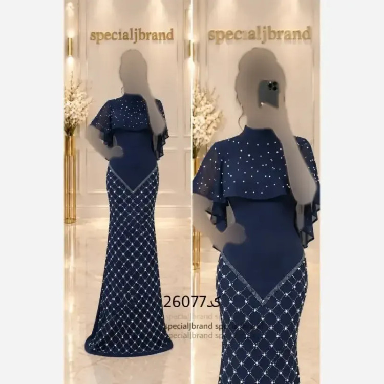 ماکسی مجلسی زنانه ساتن کش پولکی قد 160