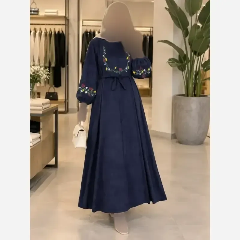 کفتان گلدوزی پاییزه مخمل کبریتی ریز فری سایز قد 136