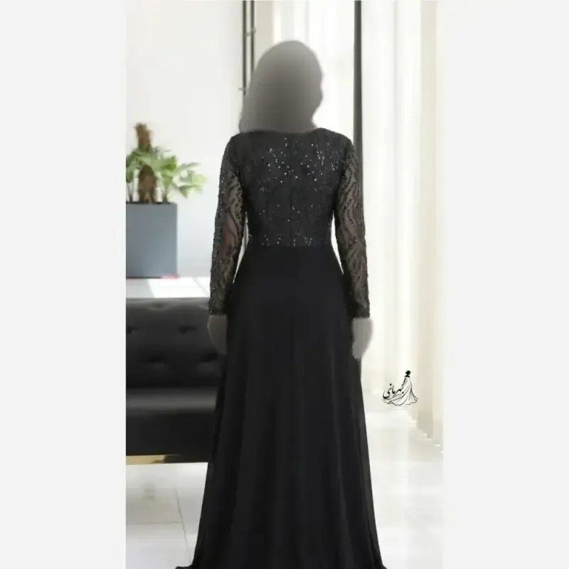 پیراهن مجلسی زنانه چیچک بالاتنه حریر پولک ترک سایز بزرگ مشکی