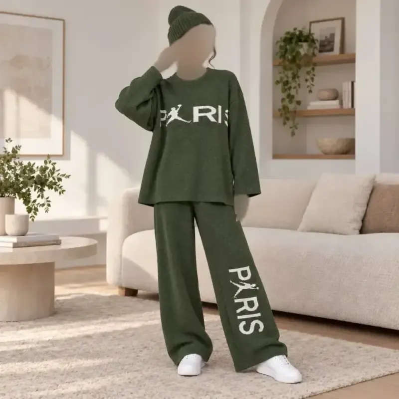 ست بلوز شلوار بافت پاریس درجه یک زنانه